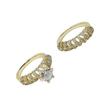Load image into Gallery viewer, 14 K Gold Plated double ring with white zirconium - BIJUNET
