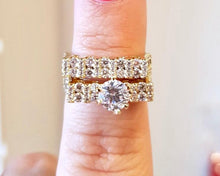 Charger l&#39;image dans la galerie, 14 K Gold Plated double ring with white zirconium - BIJUNET
