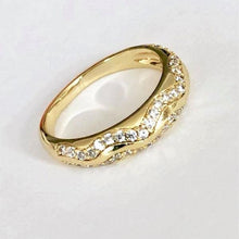 Charger l&#39;image dans la galerie, 14 K Gold Plated double ring with white zirconium - BIJUNET
