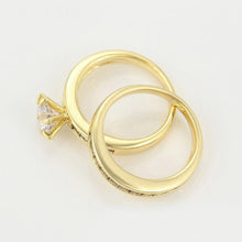 Charger l&#39;image dans la galerie, 14 K Gold Plated double ring with white zirconium - BIJUNET
