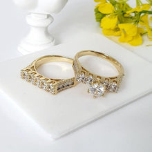 Charger l&#39;image dans la galerie, 14 K Gold Plated double ring with white zirconium - BIJUNET

