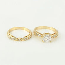 Charger l&#39;image dans la galerie, 14 K Gold Plated double ring with white zirconium - BIJUNET

