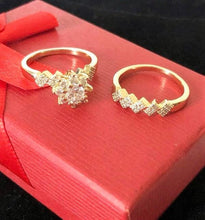 Charger l&#39;image dans la galerie, 14 K Gold Plated double ring with white zirconium - BIJUNET
