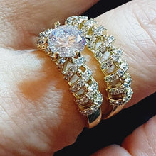 Load image into Gallery viewer, 14 K Gold Plated double ring with white zirconium - BIJUNET
