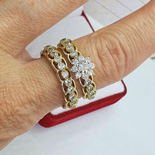 Load image into Gallery viewer, 14 K Gold Plated double ring with white zirconium - BIJUNET
