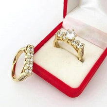 Charger l&#39;image dans la galerie, 14 K Gold Plated double ring with white zirconium - BIJUNET
