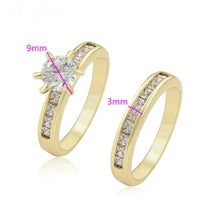 Charger l&#39;image dans la galerie, 14 K Gold Plated double ring with white zirconium - BIJUNET
