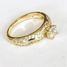 Charger l&#39;image dans la galerie, 14 K Gold Plated double ring with white zirconium - BIJUNET
