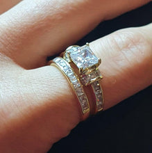 Charger l&#39;image dans la galerie, 14 K Gold Plated double ring with white zirconium - BIJUNET
