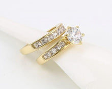 Charger l&#39;image dans la galerie, 14 K Gold Plated double ring with white zirconium - BIJUNET
