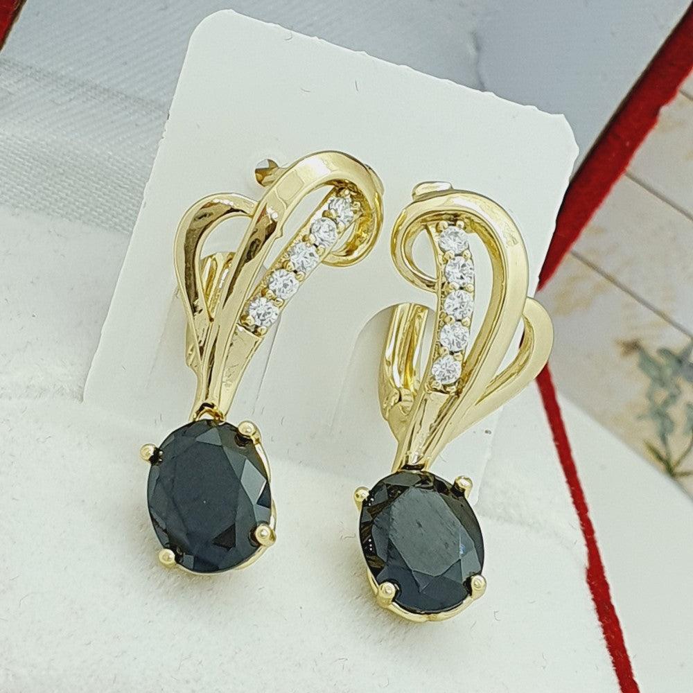 14 K Gold Plated earrings with black zirconium - BIJUNET