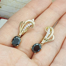 Load image into Gallery viewer, 14 K Gold Plated earrings with black zirconium - BIJUNET
