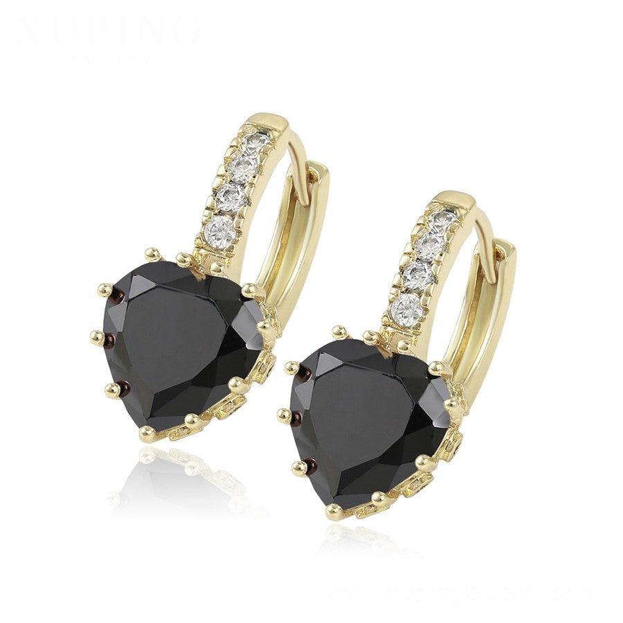 14 K Gold Plated earrings with black zirconium - BIJUNET
