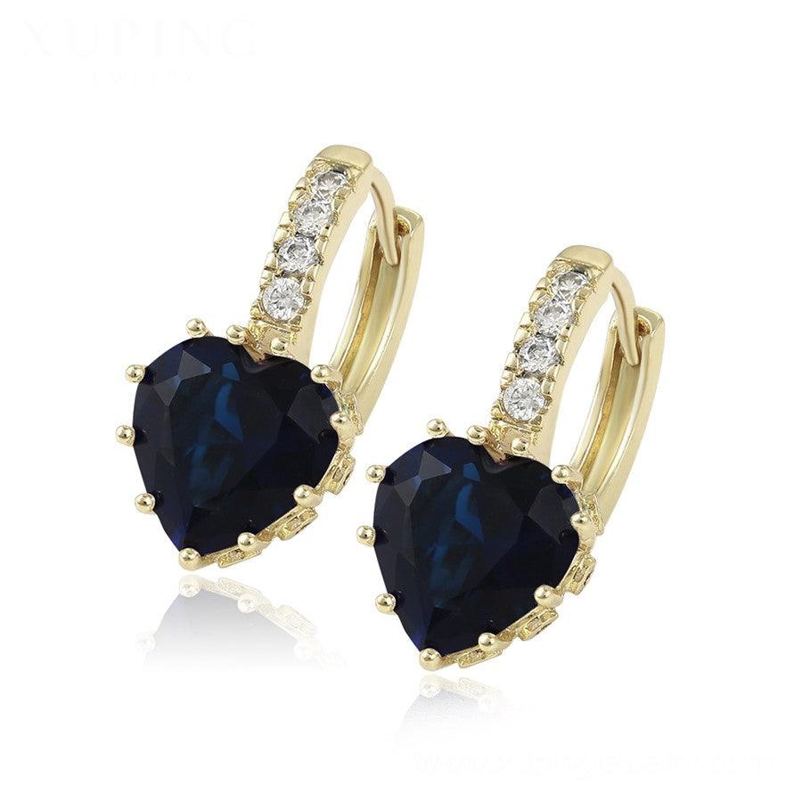 14 K Gold Plated earrings with blue zirconium - BIJUNET