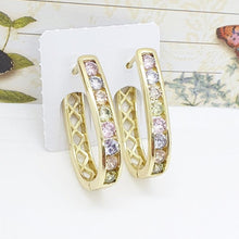 Load image into Gallery viewer, 14 K Gold Plated earrings with colorful zirconium - BIJUNET
