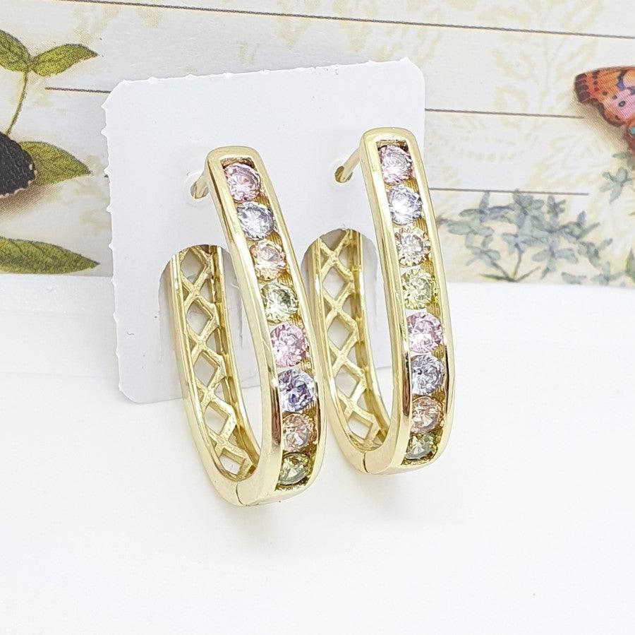 14 K Gold Plated earrings with colorful zirconium - BIJUNET