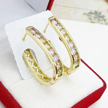 Load image into Gallery viewer, 14 K Gold Plated earrings with colorful zirconium - BIJUNET
