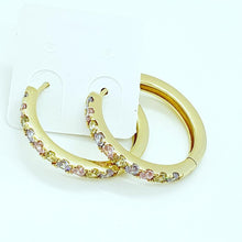 Load image into Gallery viewer, 14 K Gold Plated earrings with coloured zirconium - BIJUNET
