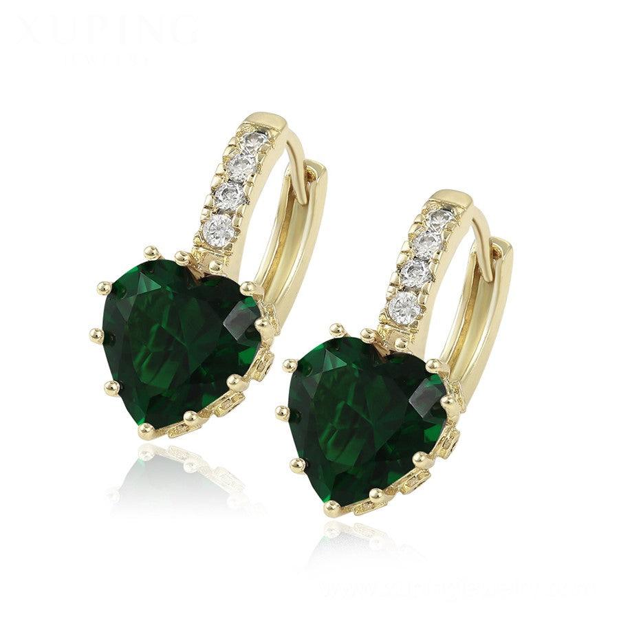 14 K Gold Plated earrings with green zirconium - BIJUNET