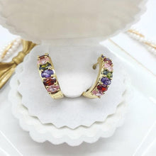 Charger l&#39;image dans la galerie, 14 K Gold Plated earrings with multicoloured zirconium - BIJUNET
