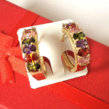 Charger l&#39;image dans la galerie, 14 K Gold Plated earrings with multicoloured zirconium - BIJUNET

