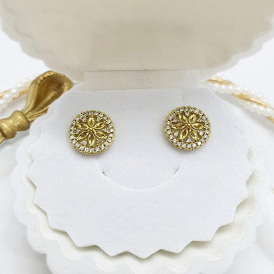 14 K Gold Plated  earrings with white zirconium - BIJUNET