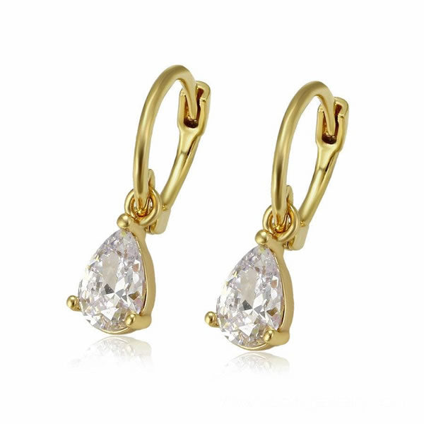 14 K Gold Plated earrings with white zirconium - BIJUNET