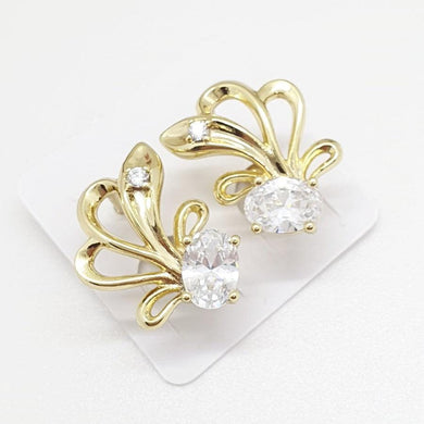 14 K Gold Plated earrings with white zirconium - BIJUNET