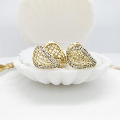 14 K Gold Plated earrings with white zirconium - BIJUNET