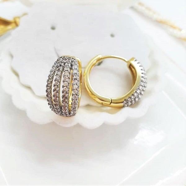 14 K Gold Plated earrings with white zirconium - BIJUNET