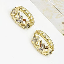 Cargar imagen en el visor de la galería, 14 K Gold Plated earrings with white zirconium - BIJUNET
