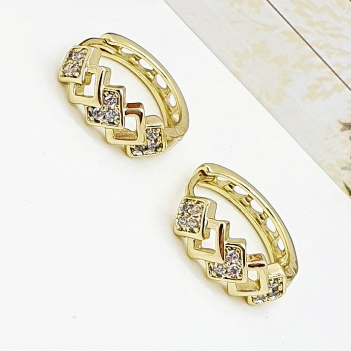 14 K Gold Plated earrings with white zirconium - BIJUNET