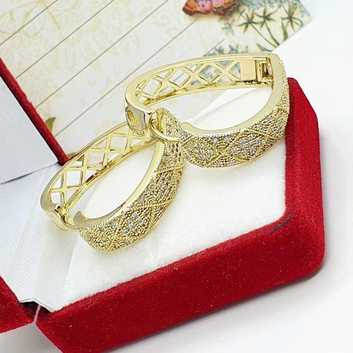 14 K Gold Plated earrings with white zirconium - BIJUNET