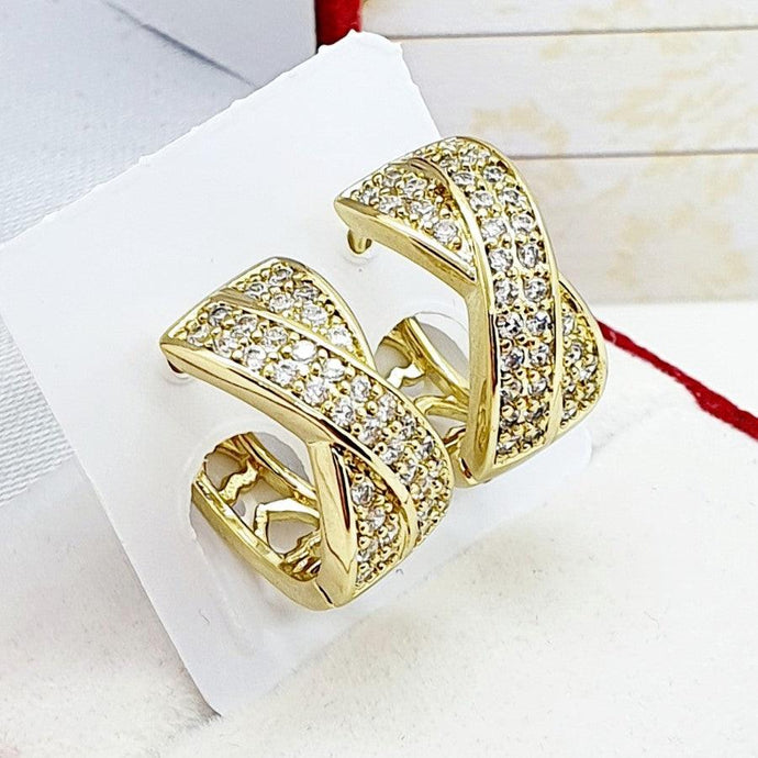 14 K Gold Plated earrings with white zirconium - BIJUNET