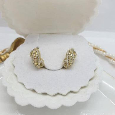 14 K Gold Plated earrings with white zirconium - BIJUNET