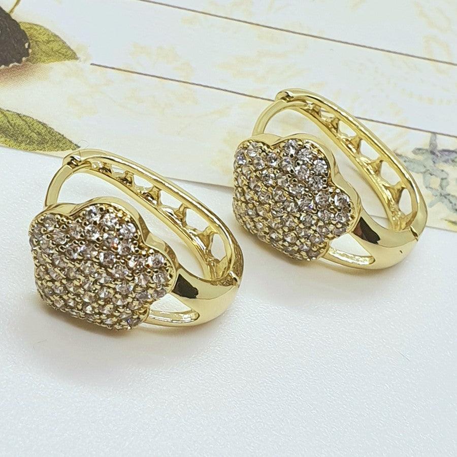 14 K Gold Plated earrings with white zirconium - BIJUNET