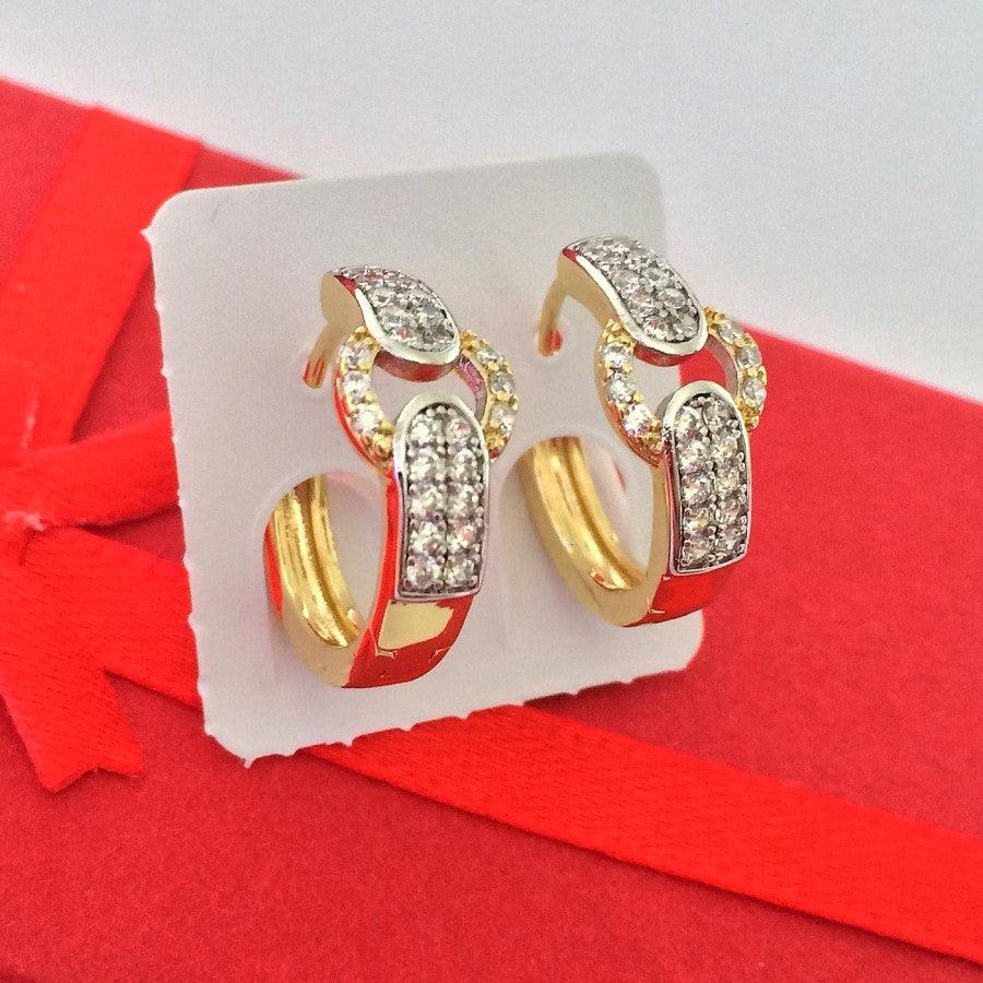 14 K Gold Plated earrings with white zirconium - BIJUNET