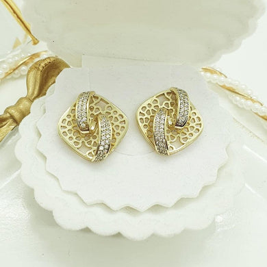 14 K Gold Plated earrings with white zirconium - BIJUNET