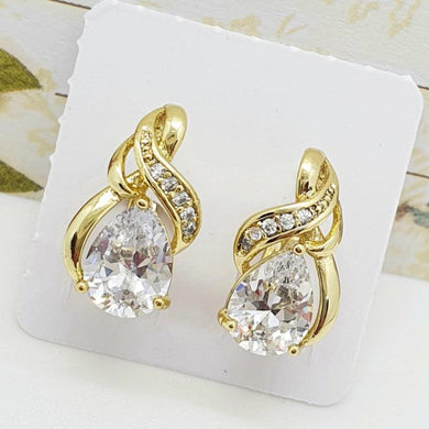 14 K Gold Plated earrings with white zirconium - BIJUNET