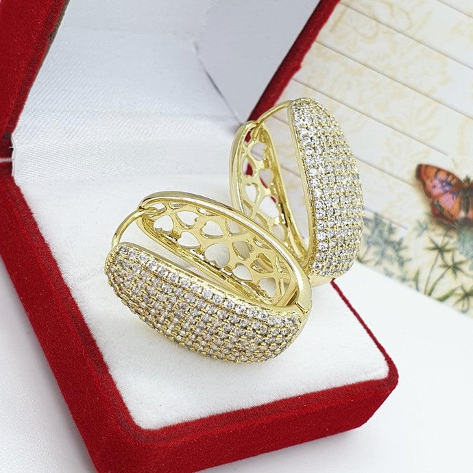 14 K Gold Plated earrings with white zirconium - BIJUNET