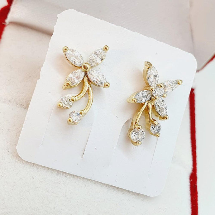 14 K Gold Plated earrings with white zirconium - BIJUNET