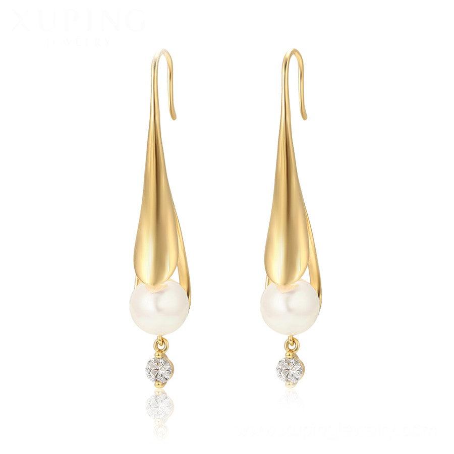 14 K Gold Plated earrings with white zirconium - BIJUNET