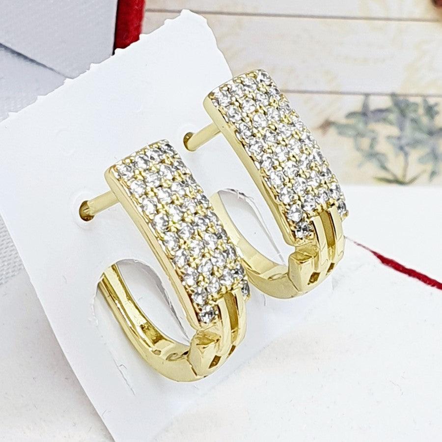 14 K Gold Plated earrings with white zirconium - BIJUNET