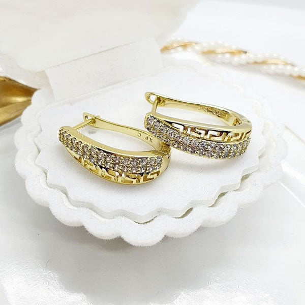 14 K Gold Plated earrings with white zirconium - BIJUNET