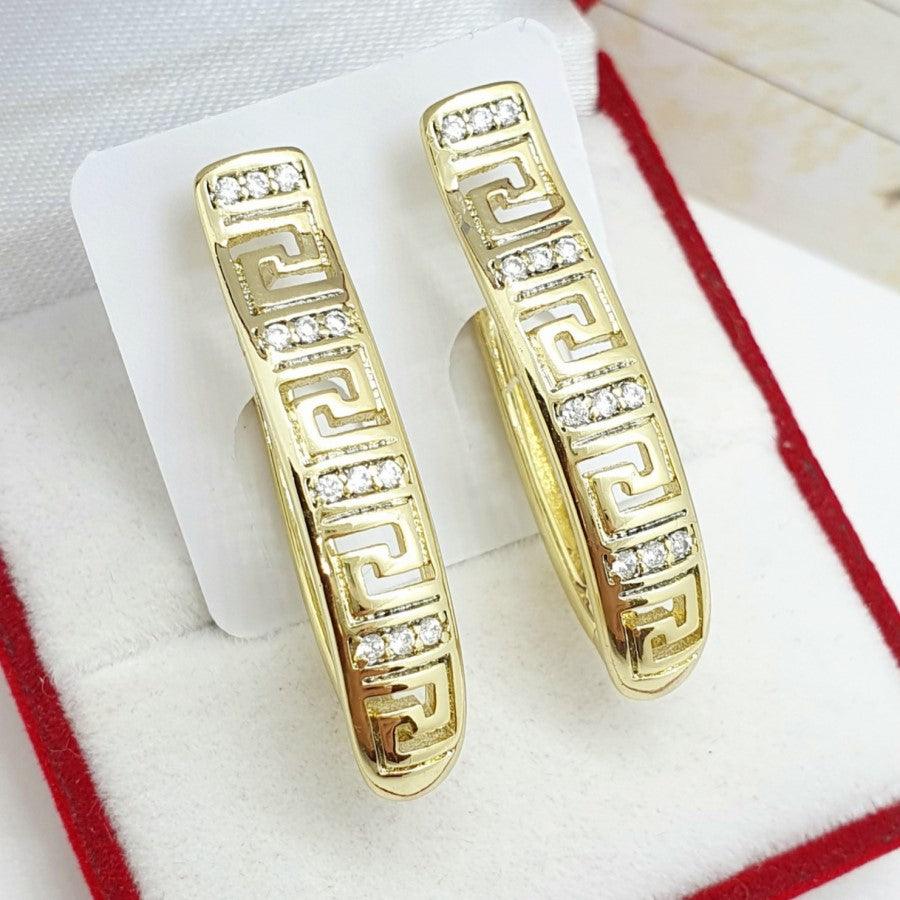 14 K Gold Plated earrings with white zirconium - BIJUNET