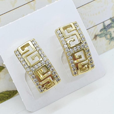 14 K Gold Plated earrings with white zirconium - BIJUNET