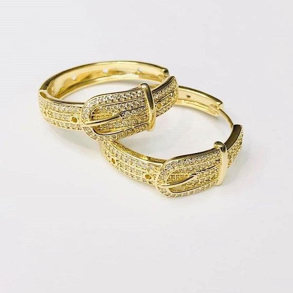 14 K Gold Plated earrings with white zirconium - BIJUNET