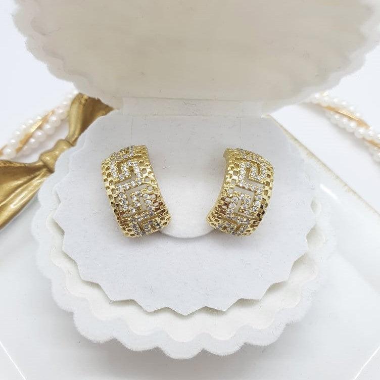 14 K Gold Plated earrings with white zirconium - BIJUNET