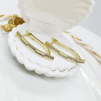 14 K Gold Plated earrings with white zirconium - BIJUNET