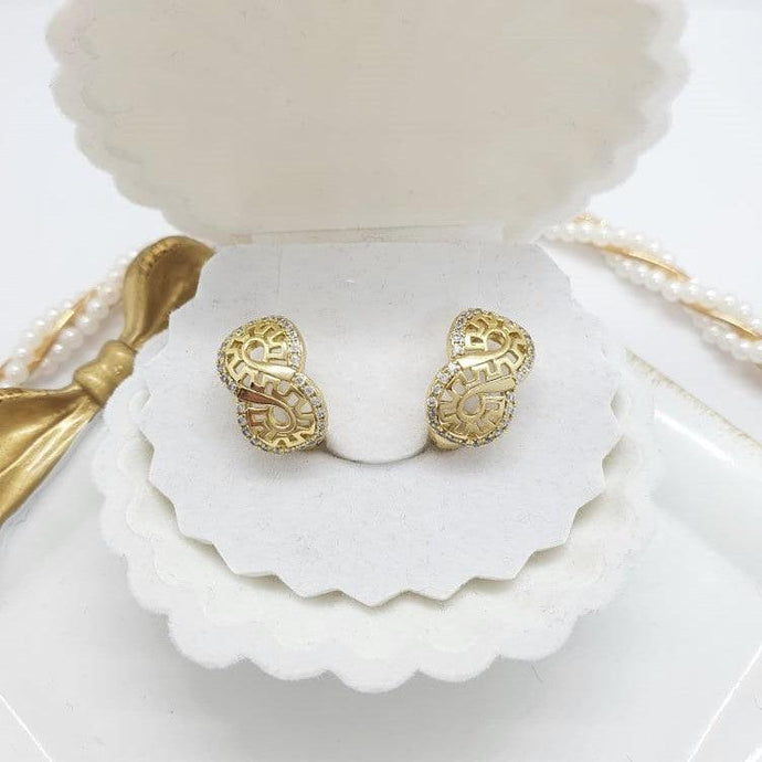 14 K Gold Plated earrings with white zirconium - BIJUNET